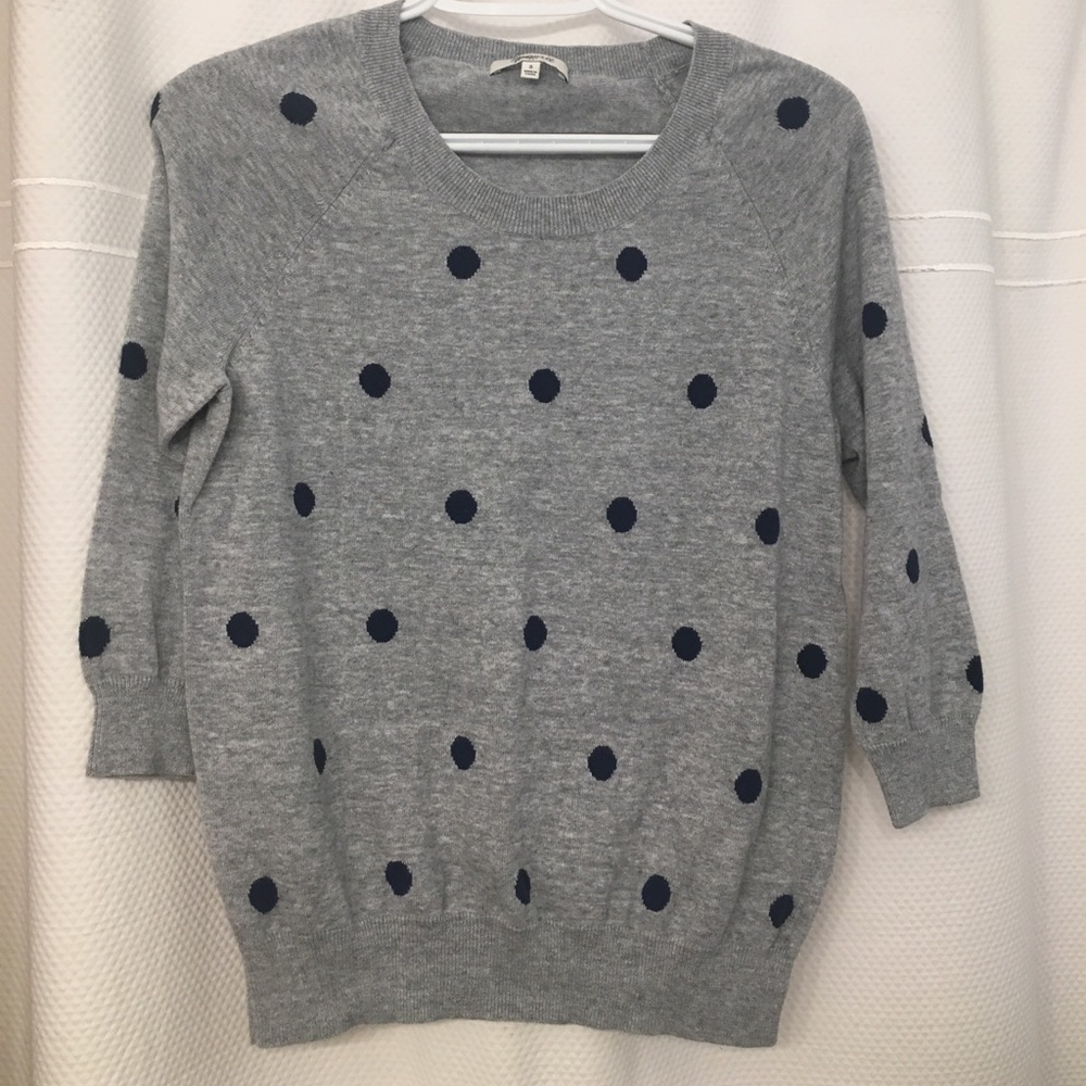 J.Crew Madewell Gray & Navy Polkadot Sweater